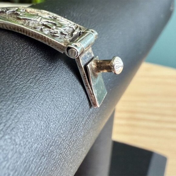 VTG 1980'S Navajo Tommy Jackson Storyteller 925 Sterling Silver Braclet 32 Grams - Picture 3 of 16